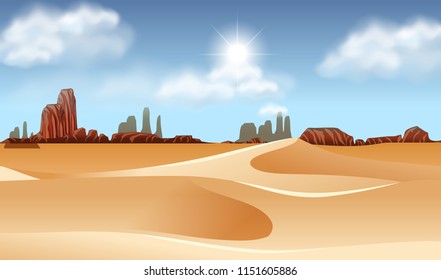 A dry desert landscape illustration