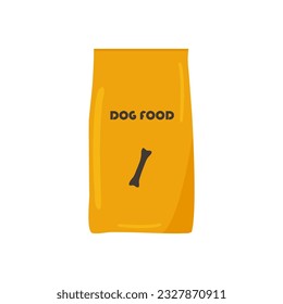 Dry dog ​​food packaging. Snacks and treats, pet food packaging. The concept of a pet store, pet products. Vector illustration eps 10.
