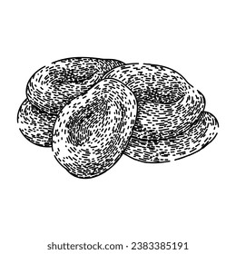 dry dried fruit hand drawn. food snack, healthy natural, organic nutrition dry dried fruit vector sketch. isolated black illustration