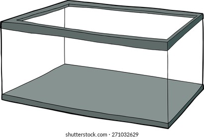 Dry empty clear hand drawn aquarium cartoon