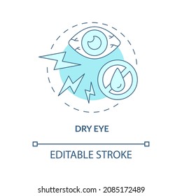 Dry eye blue concept icon. Temporary symptom caused by lasik eye surgery. Operation aftereffects abstract idea thin line illustration. Vector isolated outline color drawing. Editable stroke