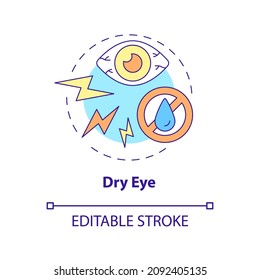 Dry eye concept icon. Temporary symptom caused by lasik eye surgery. Operation side effect abstract idea thin line illustration. Vector isolated outline color drawing. Editable stroke