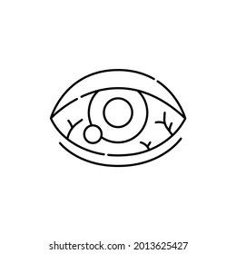  Icono de línea de color Ojo seco. Problema médico inducido por computadora. Pictograma para página web, aplicación móvil, promoción.