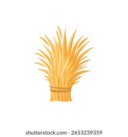 Pilha de feno de fazenda seca, fardo, pilha e pilha pilha de pilha, palha em rolos, pacote de forragem, saco de saco agrícola isolado. Galo rural, erva do campo, feno de trigo ou centeio e ilustração do vetor agrícola
