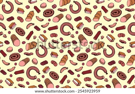 Dry fat pig leg jerky ribeye cured snack slice on white backdrop. Line red hand drawn natural cut lamb rib belly brisket filet bread deli shop grocery lunch menu sign icon logo as retro cartoon sketch