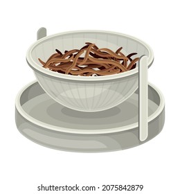 Dry Fermented Black Tea for Hot Aromatic Beverage Preparation Closeup Vector Illustration