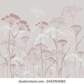 Banner de flores secas, plantilla moderna en color pastel. Decoración floral de color beige rubor en vector . Acuarela Bouquet invitación planta y hojas