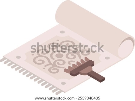 Dry foam carpet cleaning isometric concept, carpet beater or carpetbeater vector icon design, Housekeeping symbol, Home cleaning sign, Janitorial and Sanitation stock illustration