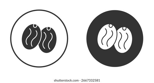 Icono de fruta seca en versiones de diseño plano de moda en blanco y negro.
