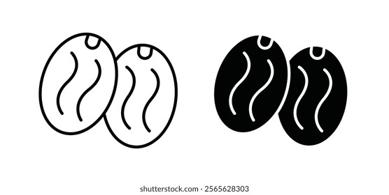 Dry fruit icons in black and white colors