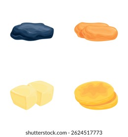 Dry fruit icons set cartoon vector. Delicious healthy dried fruit. Natural organic food