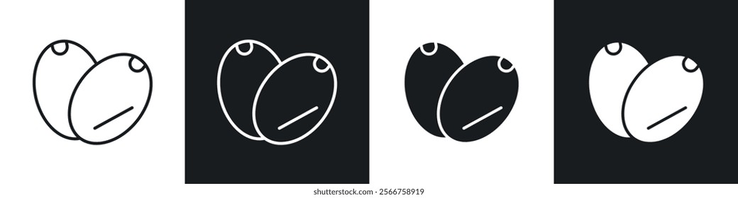 Dry fruit icons in Thin line black color. flat simple vector symbols illustration.