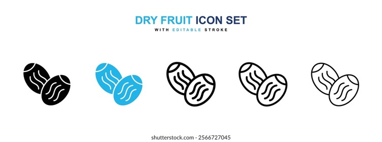 Dry fruit icons vector collection pack.