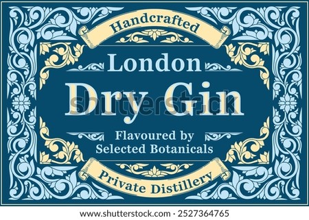 Dry gin - ornate vintage decorative label