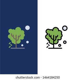 Dry, Global, Soil, Tree, Warming  Icons. Flat and Line Filled Icon Set Vector Blue Background. Vector Icon Template background