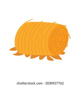 Dry haystack, roll. Vector hand drawn colorful illustration isolated. Harvesting, farming