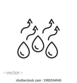 dry icon, humidity or steam, air lines, vector illustration eps10