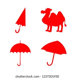 dry icon set about umbrella and camel vector set