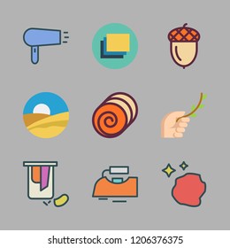 dry icon set. vector set about layers, branch, sponge and iron icons set.