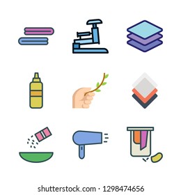 dry icon set. vector set about towels, stapple, layers and seasoning icons set.