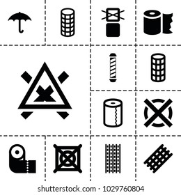 Dry icons. set of 13 editable filled dry icons such as hair curler, paper towel, cargo only in box allowed