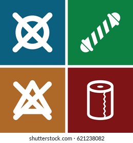 Dry icons set. set of 4 dry filled icons such as hair curler, paper towel, no bleaching