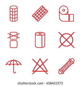 Dry icons set. set of 9 dry outline icons such as hair curler, paper towel, no bleaching