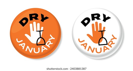 Dry January badge with spilled glass of wine