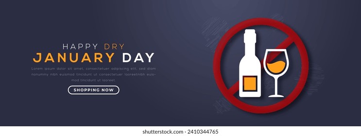 Dry January Day Paper cut style Vector Design Illustration for Background, Poster, Banner, Advertising, Greeting Card