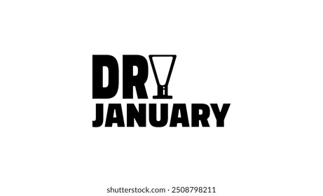 Dry january lettering, black isolated silhouette