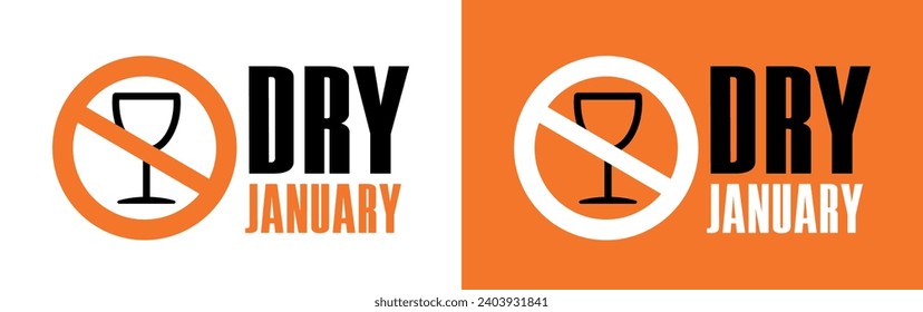 Dry January with no symbol and wine glass