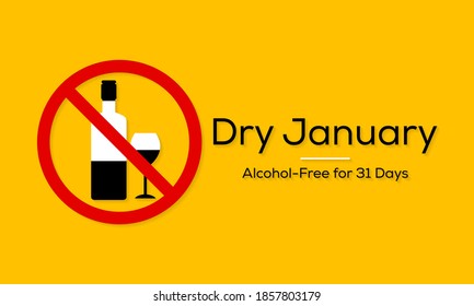 Dry January is a public health campaign urging people to abstain from alcohol for the month of January, Vector illustration.