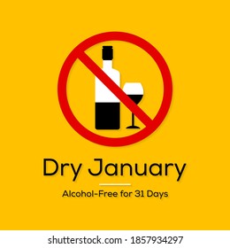 Dry January is a public health campaign urging people to abstain from alcohol for the month of January, Vector illustration.