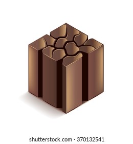 Dry land cube isolated on white photo-realistic vector illustration