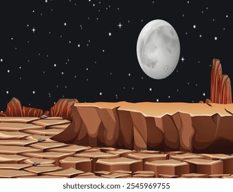 A dry land at night
