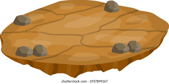 Dry land steppes and deserts. element of game and background. Dirt and dust. Cartoon illustration. Platform to the ground. Brown floor