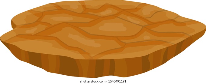 Dry land steppes and deserts. Platform to the ground. element of game and background. Dirt and dust. Brown floor. Cartoon illustration