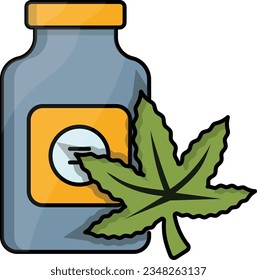 Trockenblattlagerkonzept, Trockenbud-Container-Vektorsymbol, Cannabis- und Marihuana-Symbol, Thc- und cbd-Zeichen, Stockillustration von Kräuterarzneimitteln