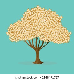 dry leaf tree isolated the blue background. vector illustration.