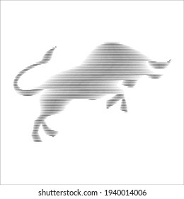 Dry line drawing of a graceful bull for the identity of the conservation national park logo. Mascot concept, big strong bull logo for show. Modern dry line vector drawing design illustration