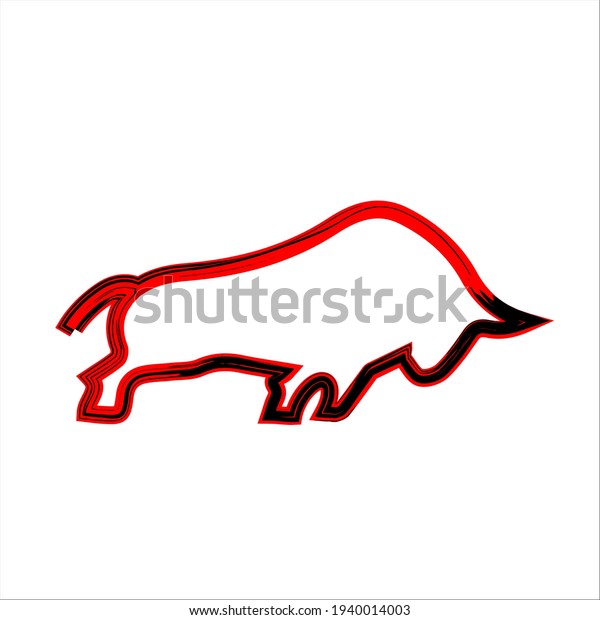 Dry line drawing of a graceful bull for the\
identity of the conservation national park logo. Mascot concept,\
big strong bull logo for show. Modern dry line vector drawing\
design illustration