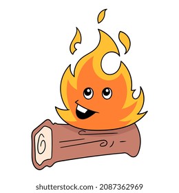 trockene Stämme, die von einem blühenden Feuer verbrannt werden, Vektorgrafik. doodle Icon-Bild kawaii.