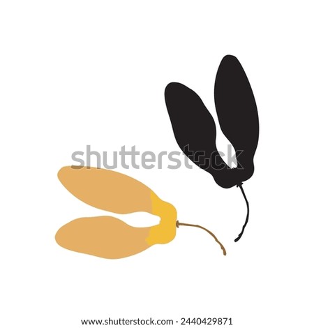 Dry Maple Tree Seeds Icon, Dried Sycamore Seeds Symbol, Maple Seed Sign Isolated on White Background, Vector Illustration