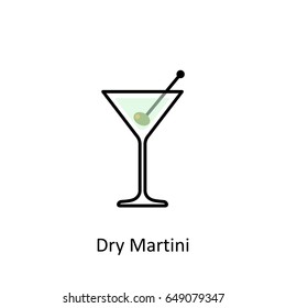 Dry Martini cocktail icon in flat style