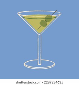 Dry Martini cocktail vector flat illustration. Classic cocktail.