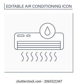 Dry mode line icon. Function used during rainy days. Dry mode dehumidifies by removing moisture from indoor air.Air conditioning concept. Isolated vector illustration. Editable stroke