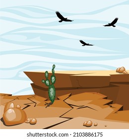 Dry Mountain top. eagles flying