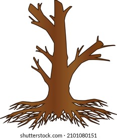 dry oak treetrunk emblem with roots