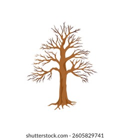 Dry old tree is brown. 