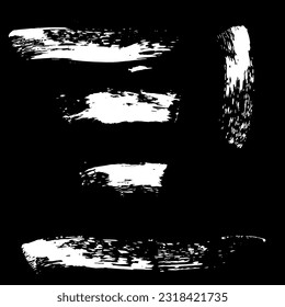 Pintura seca mancha el conjunto de los fondos de pincel de pincel. Elementos de diseño vectorial artístico, cuadros, marcos para texto, etiquetas, logotipo. Pegatinas de hipster, fondo de etiquetas de estampado de broche de pintura, marcos de círculo.
